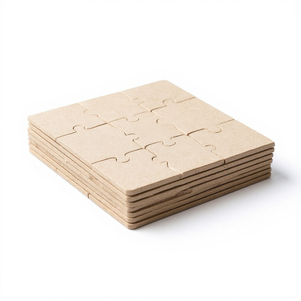 Cardboard Custom Photo Puzzle from alternative angle showing side profile and thickness