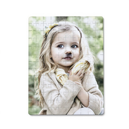 Hero shot of Cardboard Custom Photo Puzzle on white studio background, full product visible