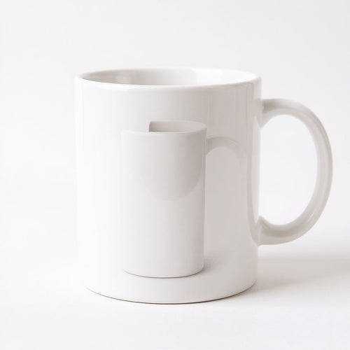 Close-up of smooth ceramic surface on custom photo mug, macro texture shot