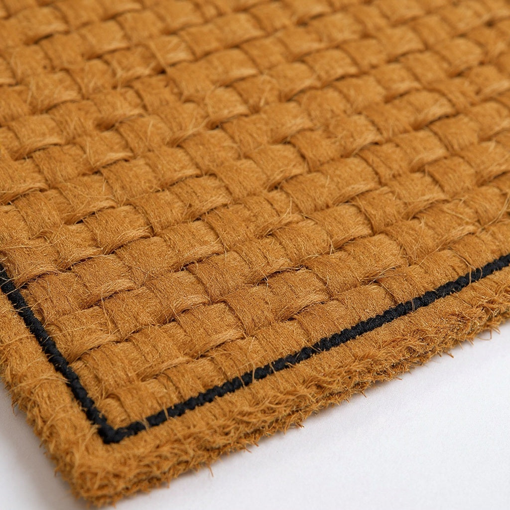 Close-up of natural coir texture on Farmhouse Style Doormat, macro fiber detail
