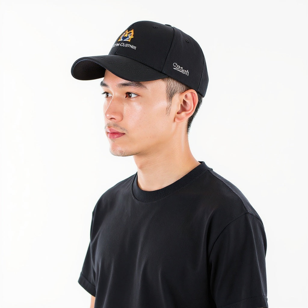 Cotton-Polyester Blend Embroidered Hat from alternative angle showing side profile and construction details