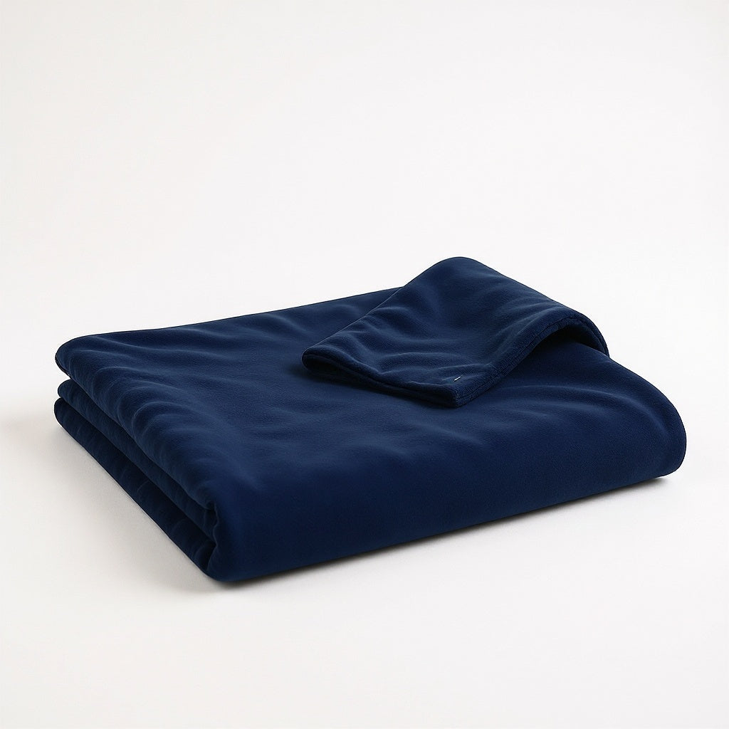 Fleece Photo Blanket from alternative angle showing side profile and construction details