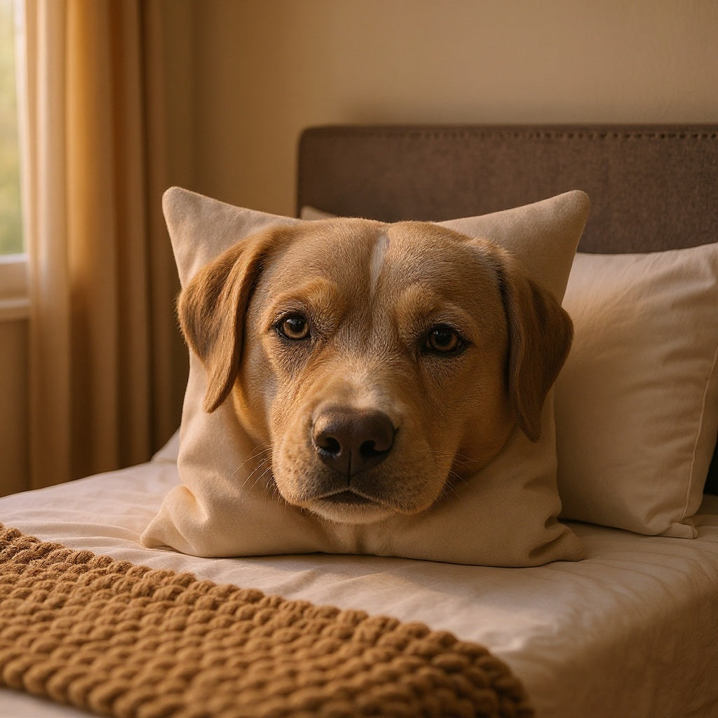 Fleece Photo Blanket Pillow in a bedroom setting, draped over a chair, editorial style