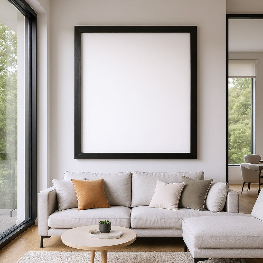 Gallery-Wrapped Canvas Print in a modern living room setting, enhancing wall decor, natural lighting