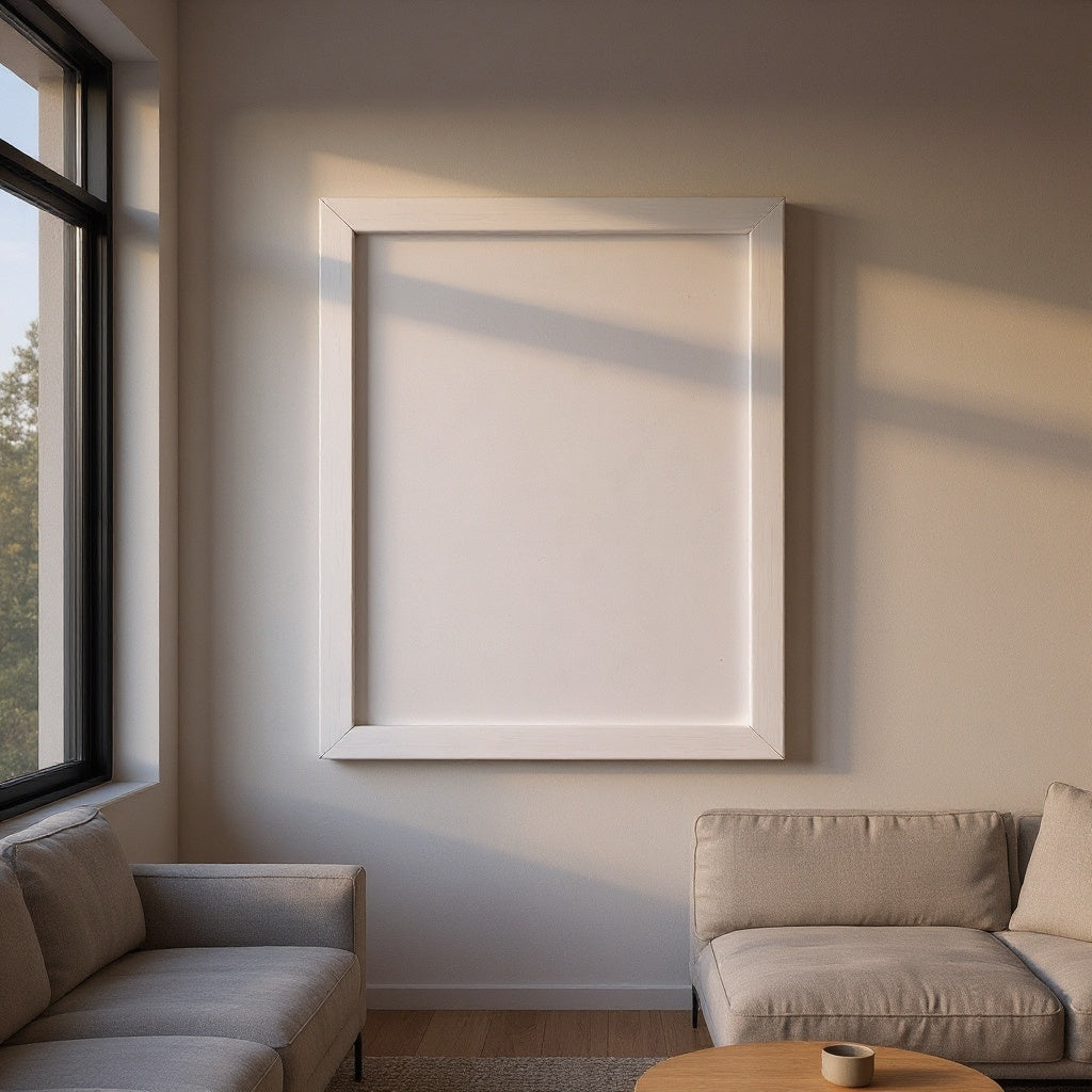 Modern Canvas Photo Print in living room setting, enhancing wall decor, natural lighting