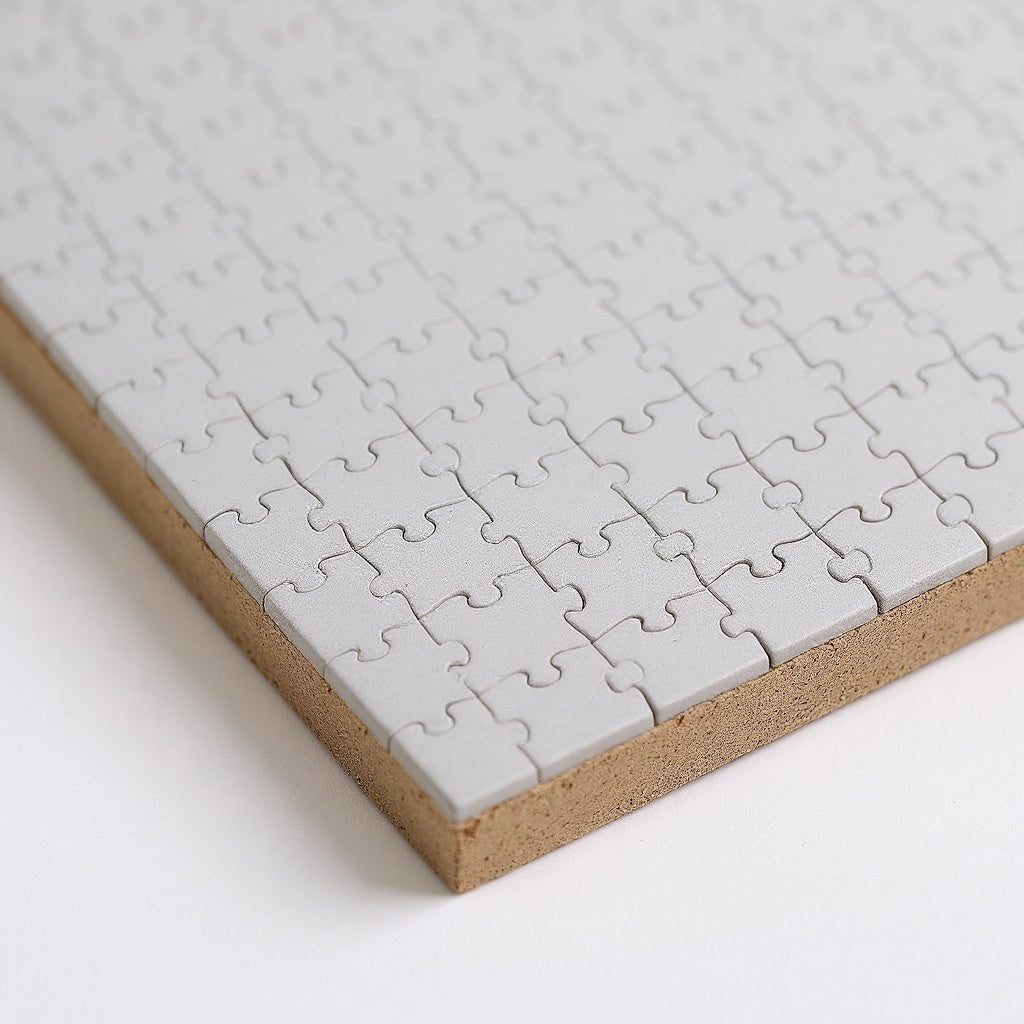 Close-up of cardboard texture on Premium Cardboard Photo Puzzle, macro texture shot