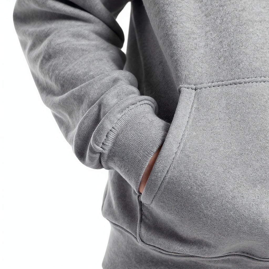 Close-up of fabric texture on unisex cotton blend hoodie, macro texture shot