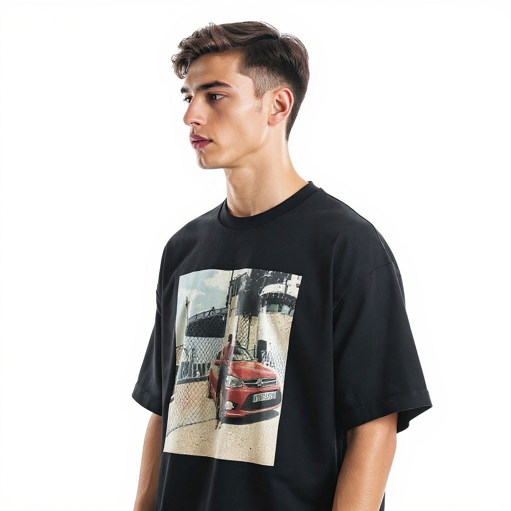 Unisex Cotton Blend T-Shirt from alternative angle showing side profile and construction details